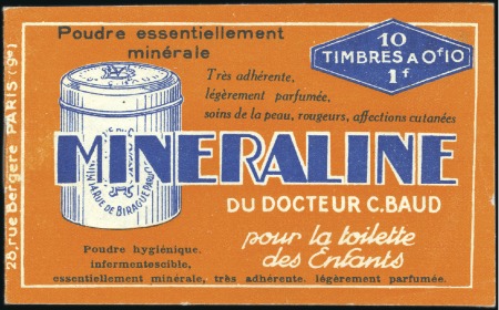 Stamp of France 1924 Carnet Minéraline de 10 timbres, état superbe