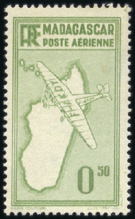Stamp of Colonies françaises » Madagascar (Poste française) POSTE AERIENNE: 1941 0.50 vert, non-émis, non répe