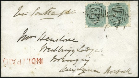 Stamp of India India Army in Abyssinia: 1868-78 4a green, pair ne