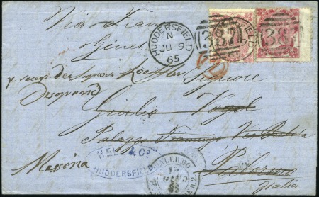 Stamp of Great Britain » 1855-1900 Surface Printed 1865 (Jun 9) Wrapper to Italy with 1862-64 3d pale