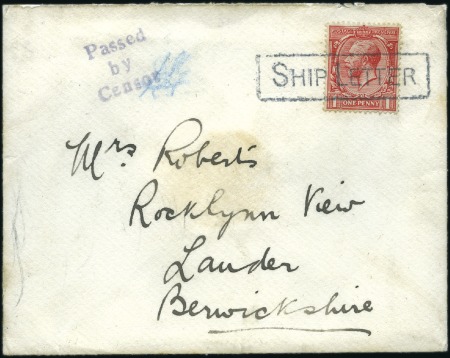 Stamp of Great Britain » King George V WW1 Period envelope with KGV 1d red tied by Storno