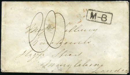 Stamp of Great Britain » Postal History » Pre-Adhesive & Stampless 1848 (May 30) Envelope sent unpaid aboard cross-Ch