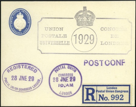 Stamp of Great Britain » King George V 1929 (Jun 28) UPU Congress card with embossed die,