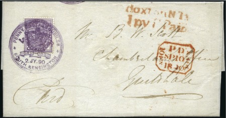 Stamp of Great Britain » 1855-1900 Surface Printed 1890 (Jul 2) Re-used wrapper originally sent 1840