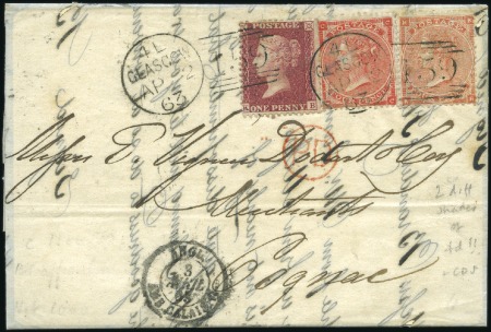 Stamp of Great Britain » 1855-1900 Surface Printed 1863 (Apr 2) Lettersheet to France with 1862-64 4d