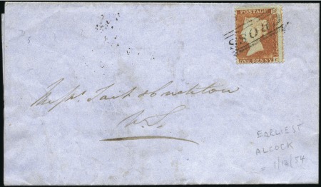 Stamp of Great Britain » 1854-70 Perforated Line Engraved 1854 (Nov 11) Printed entire with 1854-57 1d red t
