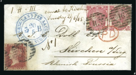 Stamp of Great Britain » 1855-1900 Surface Printed 1865 (May 29) Mourning envelope to Prussia with 18