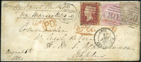 Stamp of Great Britain » 1855-1900 Surface Printed 1860 (Aug 6) Envelope to Commander of HMS Agamemno