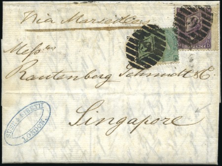 Stamp of Malaysia » Straits Settlements INCOMING: 1867 (Jul 26) Entire from England to Sin
