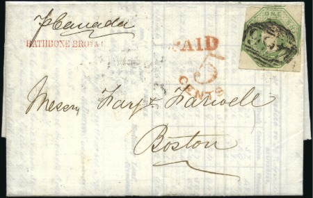 Stamp of Great Britain » 1847-54 Embossed 1849 (May 5) Entire (printed prices current) to US