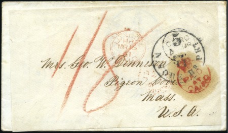 Stamp of Egypt » British Post Offices 1861 (Mar) Front to USA with "PAID / AT / CAIRO" c