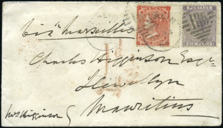 Stamp of Ireland 1864 (Apr 24) Envelope to MAURITIUS with 1862-64 4
