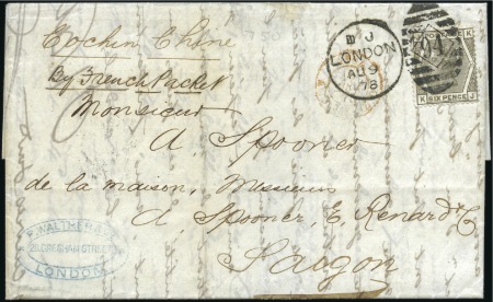 Stamp of Great Britain » 1855-1900 Surface Printed 1878 (Aug 9) Entire to Saigon, VIET NAM, with 1873