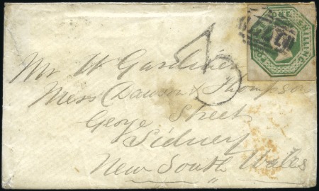 Stamp of Great Britain » 1847-54 Embossed 1854 (Mar 3) Envelope from Cheltenham to New South