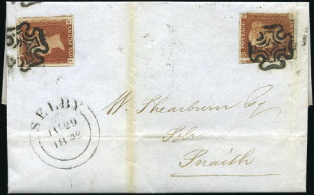 Stamp of Great Britain » 1841 1d Red 1842 (Jun 29) Entire from London to Snaith with tw
