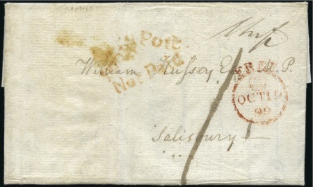 Stamp of Great Britain » Postal History » Pre-Adhesive & Stampless 1799 (Aug 3) Entire from London to Salisbury with