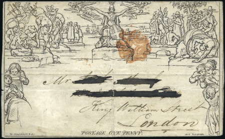 Stamp of Great Britain » 1840 Mulreadys & Caricatures 1840 (Sep 15) 1d Mulready lettersheet, stereo A27,