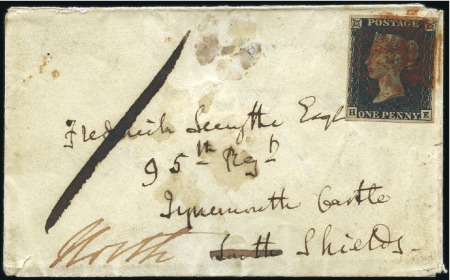 Stamp of Ireland 1840 (Aug) Stampless envelope sent to Drumcree, th
