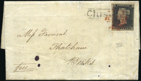 Stamp of Great Britain » 1840 1d Black and 1d Red plates 1a to 11 Plate 7 CH with fine to very large margins, tied o