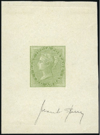 Stamp of India 1856 2a green, die proof of the Sperati Forgery si