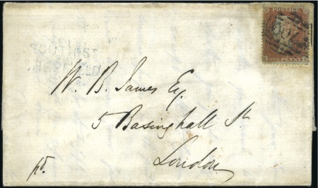 Stamp of Great Britain » 1854-70 Perforated Line Engraved ARCHER TRIAL PERFORATION: 1851 (Oct 5) Entire from