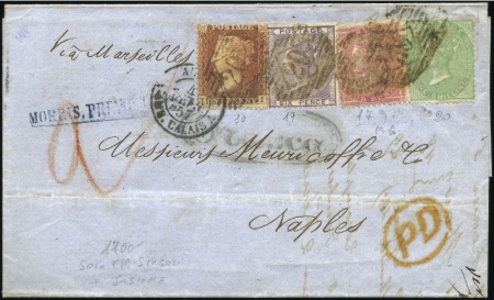 Stamp of Great Britain » 1855-1900 Surface Printed 1857 (Feb 3) Lettersheet from London to Italy with