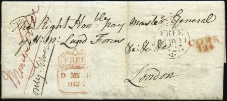 Stamp of Ireland 1825 Entire from Cork to the Paymaster General of
