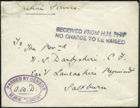 Stamp of Great Britain » King George V WWI Envelope sent from the submarine HMS "Lucia,"