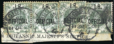 Stamp of Great Britain Inland Revenue: 1882-1901 1s green (4) on small OH