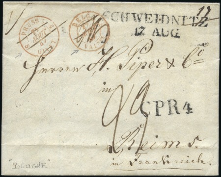 Stamp of Poland » Poland Later Issues 1847 Entire to France handstamped straight line "S