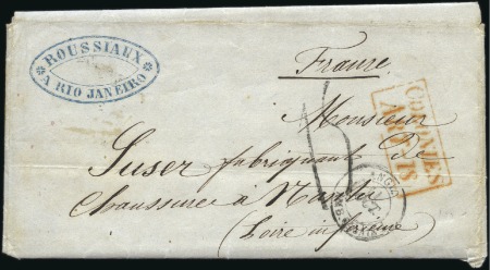 Stamp of Brazil 1856 Envelope with contents from Rio de Janeiro to