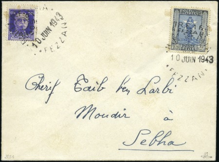 Stamp of Colonies françaises » Fezzan 1943 Enveloppe pour Sebha avec 1F sur 25c et Itali