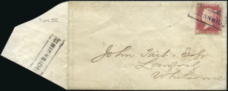 Stamp of Great Britain » 1854-70 Perforated Line Engraved c1858 Envelope with 1854-57 1d red (corner fault)