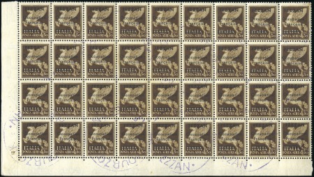 Stamp of Colonies françaises » Fezzan 1943 Italie 50c brun en bloc de 36 coin de feuille