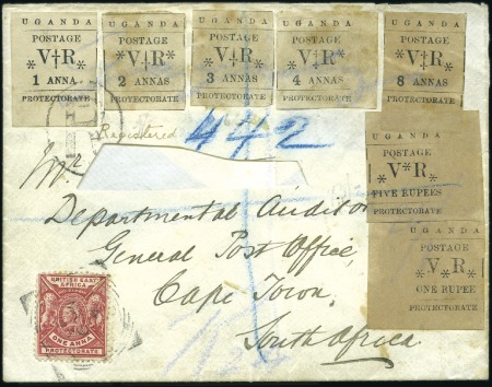 Stamp of Uganda 1899 Registered cover to South Africa franked Ugan