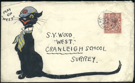Stamp of Great Britain » King George V 1923-25, Two hand illustrated covers in ink & wate