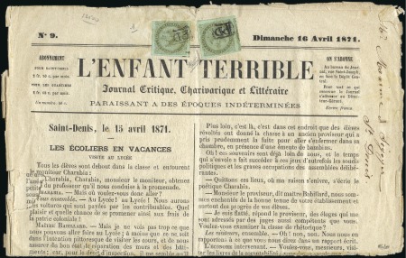 Stamp of Colonies françaises » Réunion Rare tarif imprimé intérieur à 2c sur journal comp