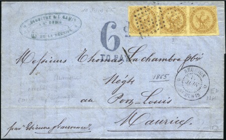Stamp of Colonies françaises » Réunion 1865 Lettre de St Denis pour l'ile Maurice avec 10