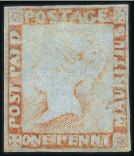 Stamp of Mauritius 1848-59 "POST PAID" Latest impression 1d red, good