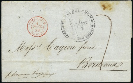 Stamp of Colonies françaises » Réunion 1839 Lettre de Pondichéry, bureau français en Inde