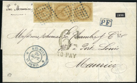 Stamp of Colonies françaises » Réunion 1865 Lettre de St Denis pour l'ile Maurice avec 10