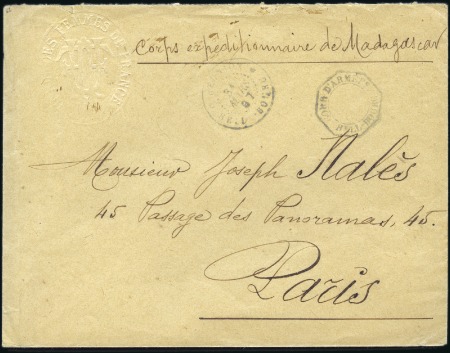 Stamp of Colonies françaises » Réunion 1897 Env. pour Paris avec rare càd "CORR D'ARMEES