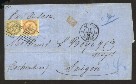 Stamp of Colonies françaises » Réunion 1868 Lettre de St Denis pour Saïgon, Cochinchine,
