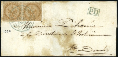Stamp of Colonies françaises » Réunion 1862 Grand cachet bleu St André 23 dec 1862 sur Ai