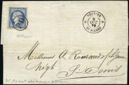 Stamp of Colonies françaises » Réunion 1872 Lettre de St Pierre pour St Denis avec 20c Cé