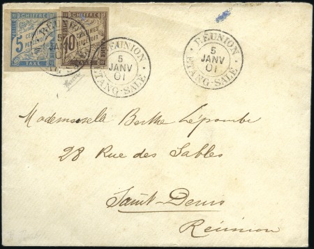 Stamp of Colonies françaises » Réunion 1901 Taxe Colonies Générales 5c +10c obl. rare càd