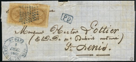 Stamp of Colonies françaises » Réunion 1862 Grand càd St Paul 1 dec 1862 en bleu sur lett