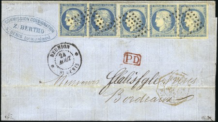 Stamp of Colonies françaises » Réunion 1872 Lettre avec Cérès 20c x5 pour la France, et l