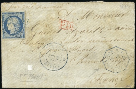 Stamp of Colonies françaises » Réunion 1872 Très rare càd CORR D'ARMEES ST PAUL sur env.