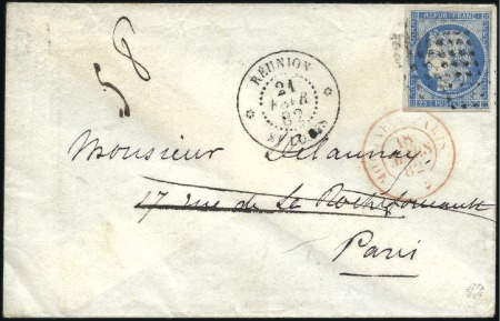 Stamp of Colonies françaises » Réunion 1882 Rare càd St Louis sur env. avec Cérès 25c pou